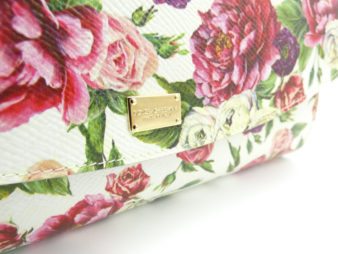 Dolce & Gabbana Dauphine Rose Print Leather Crossbody Clutch