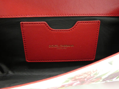 Dolce & Gabbana Dauphine Rose Print Leather Crossbody Clutch