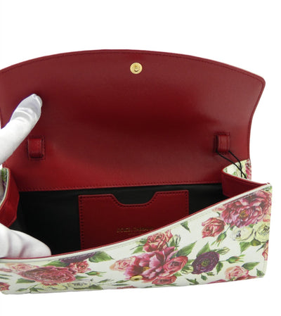 Dolce & Gabbana Dauphine Rose Print Leather Crossbody Clutch