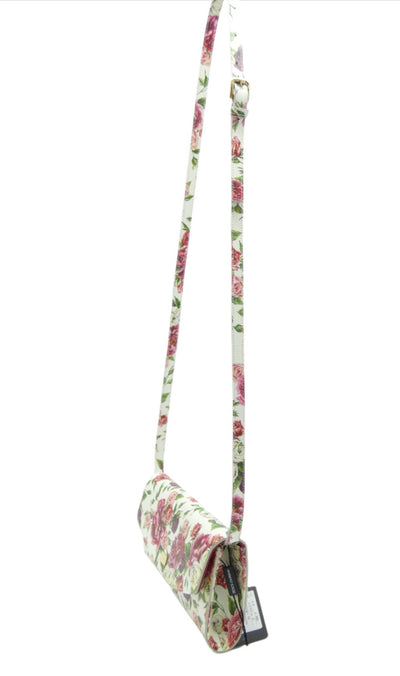 Dolce & Gabbana Dauphine Rose Print Leather Crossbody Clutch