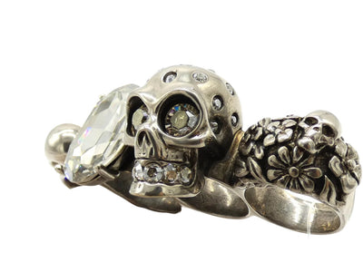 Alexander McQueen Skull Knuckle Ring in Silver and Crystal