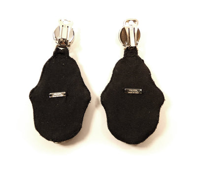 Prada Black Drop Clip Crystal Earrings Earrings Prada