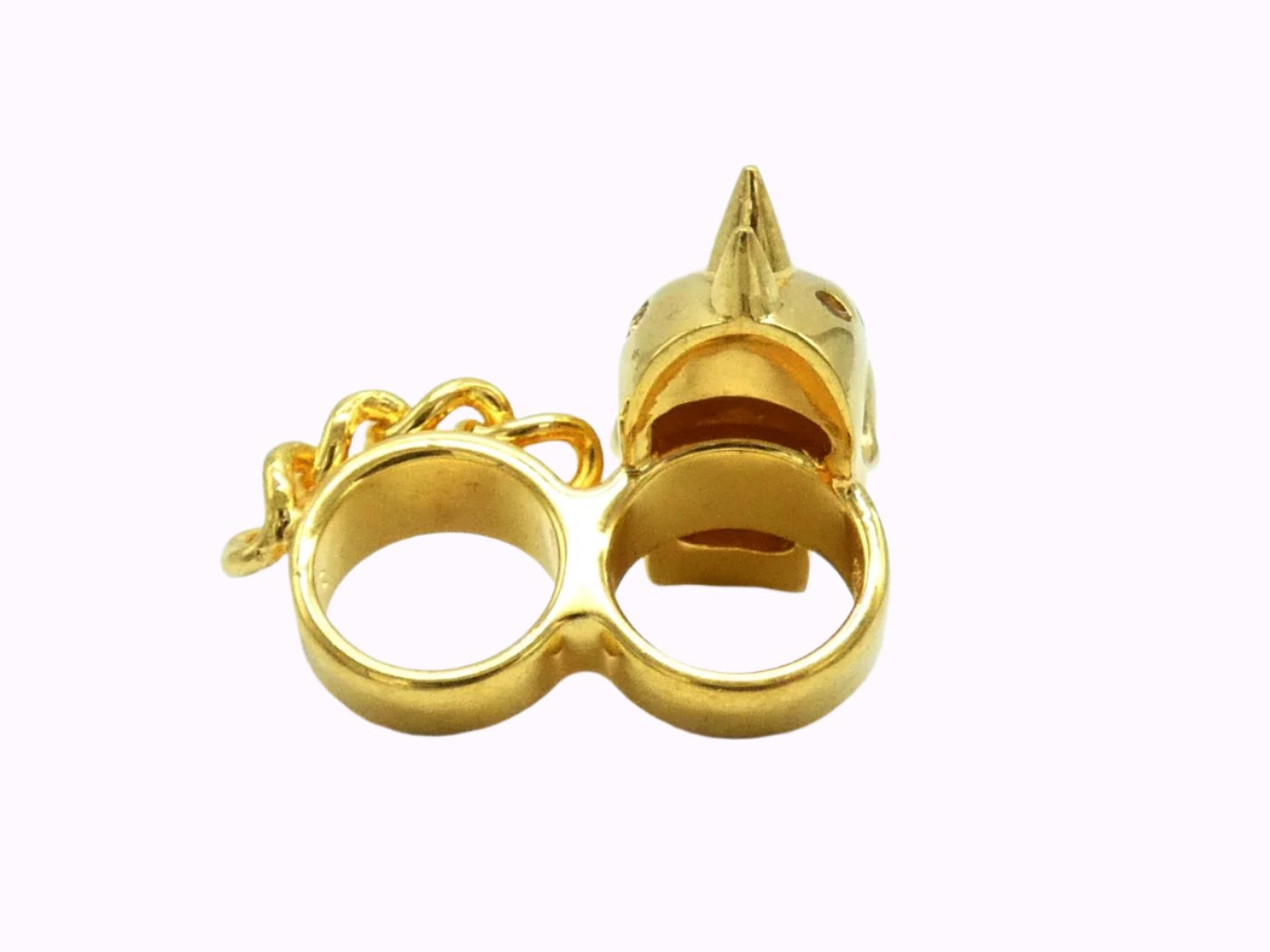 Alexander McQueen Double Gold Skull and Chain Ring