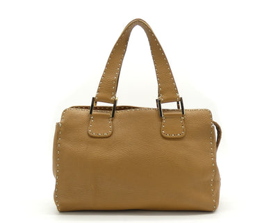 Fendi Vintage Tan Leather Boston Bag Bag Fendi