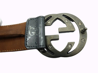 Gucci GG Black Grey Imprime Belt