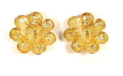 Burberrys Vintage Large Prorsum Gold Flower Earrings Earrings Burberry