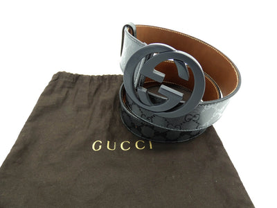 Gucci GG Black Grey Imprime Belt