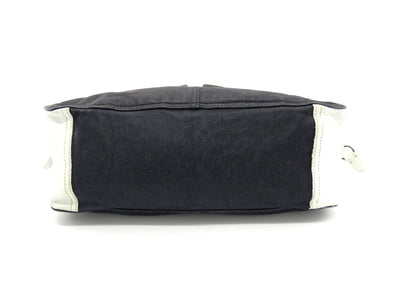 Prada Vintage Black Denim with White Leather Shoulder Bag