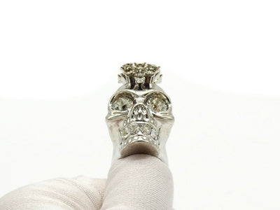 Alexander McQueen Silver Skull Crystal Mohawk Ring