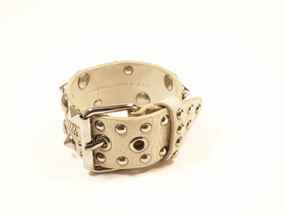 Miu Miu Taupe Leather Riveted Bracelet