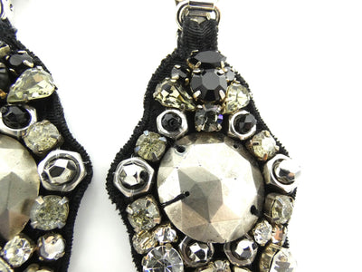 Prada Black Drop Clip Crystal Earrings