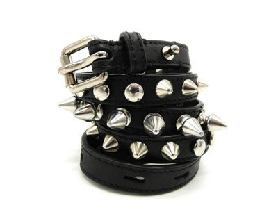 Burberry Prorsum Black Leather Spiked Belt Belt Burberry