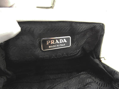 Prada Vintage Black Denim with White Leather Shoulder Bag