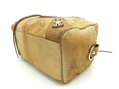 Balenciaga Camel Pony Hair Moto Box Bag