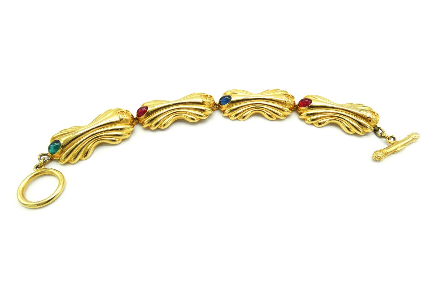 Fendi Vintage Gold Tone Link Bracelet with Coloured Stones