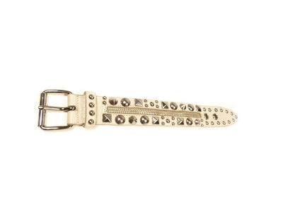 Miu Miu Taupe Leather Riveted Bracelet