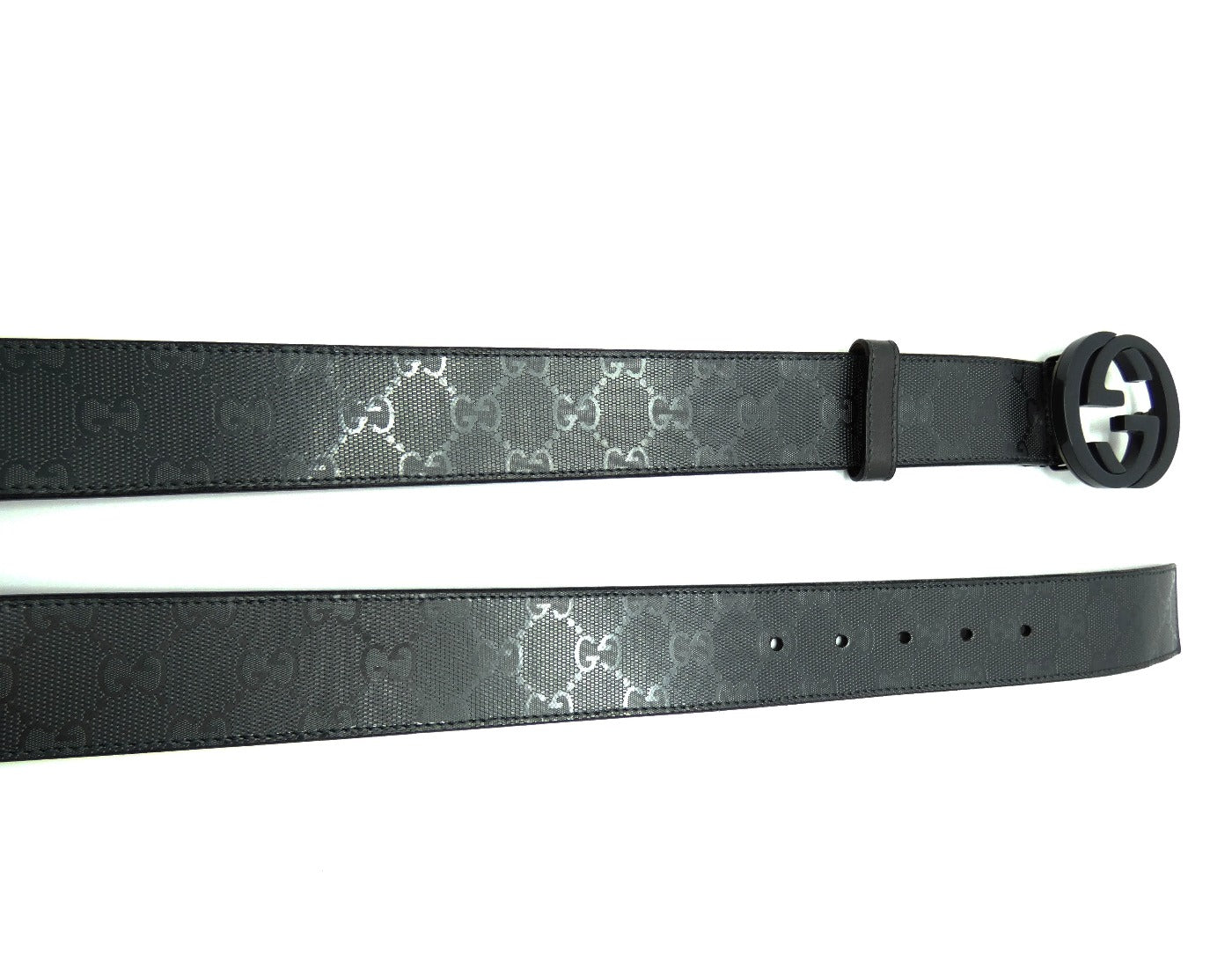 Gucci GG Black Grey Imprime Belt