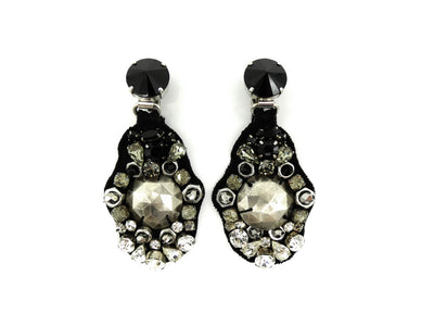 Prada Black Drop Clip Crystal Earrings Earrings Prada