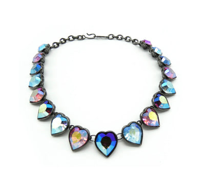 Yves Saint Laurent Gripoix Aurora Borealis Crystal Heart Necklace Necklace YSL