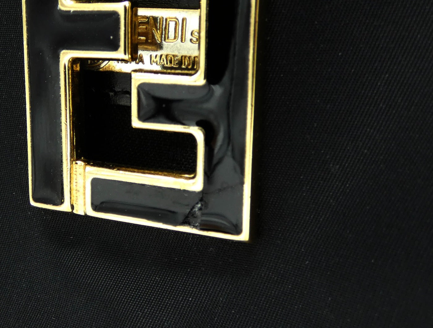 Fendi Vintage Black Nylon Logo Shoulder Bag