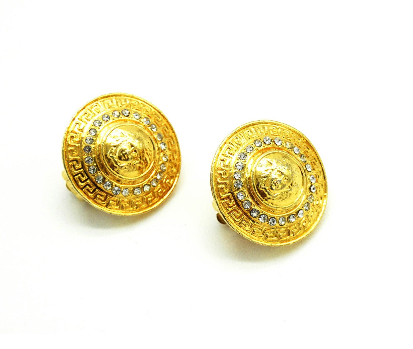 Gianni Versace Vintage Crystal Medusa Earrings