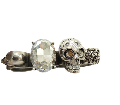 Alexander McQueen Skull Knuckle Ring in Silver and Crystal