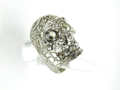 Alexander McQueen Silver Filigree Crystal Skull Ring Ring Alexander McQueen