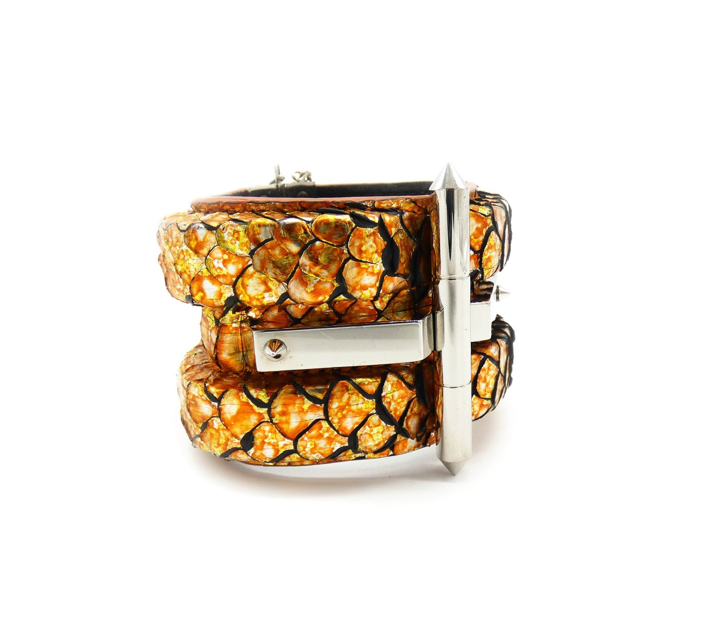 Roberto Cavalli Python Wide Metallic Cuff Bracelet Roberto Cavalli