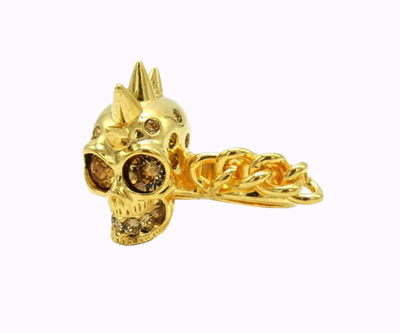 Alexander McQueen Double Gold Skull and Chain Ring