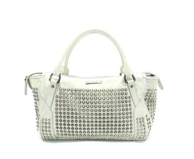 Burberry White Leather Studded Medium Edenham Tote