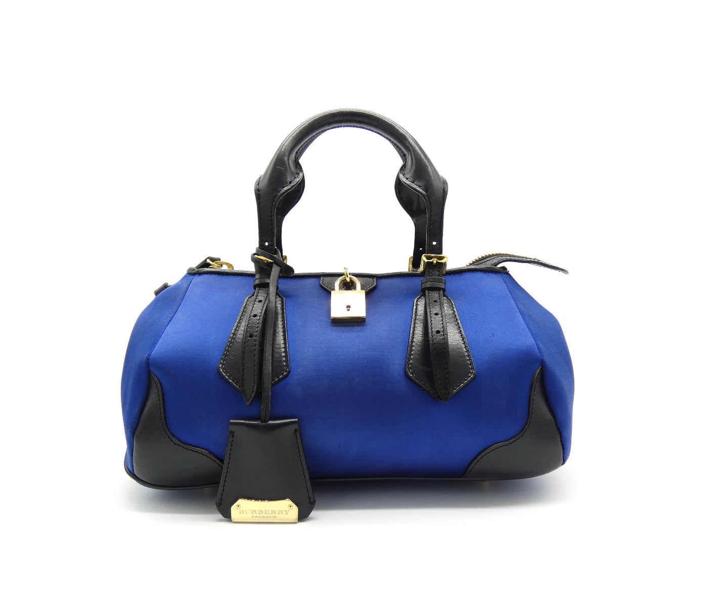 Burberry Prorsum The Blaze in Duchess Dark Sapphire Satin and Leather Bag Burberry