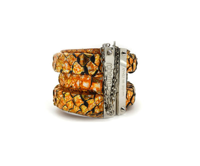 Roberto Cavalli Python Wide Metallic Cuff Bracelet Roberto Cavalli