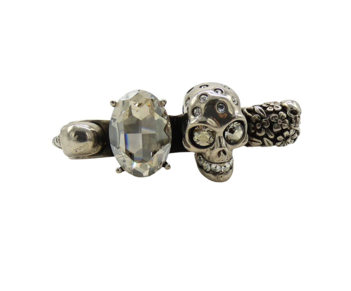 Alexander McQueen Skull Knuckle Ring in Silver and Crystal