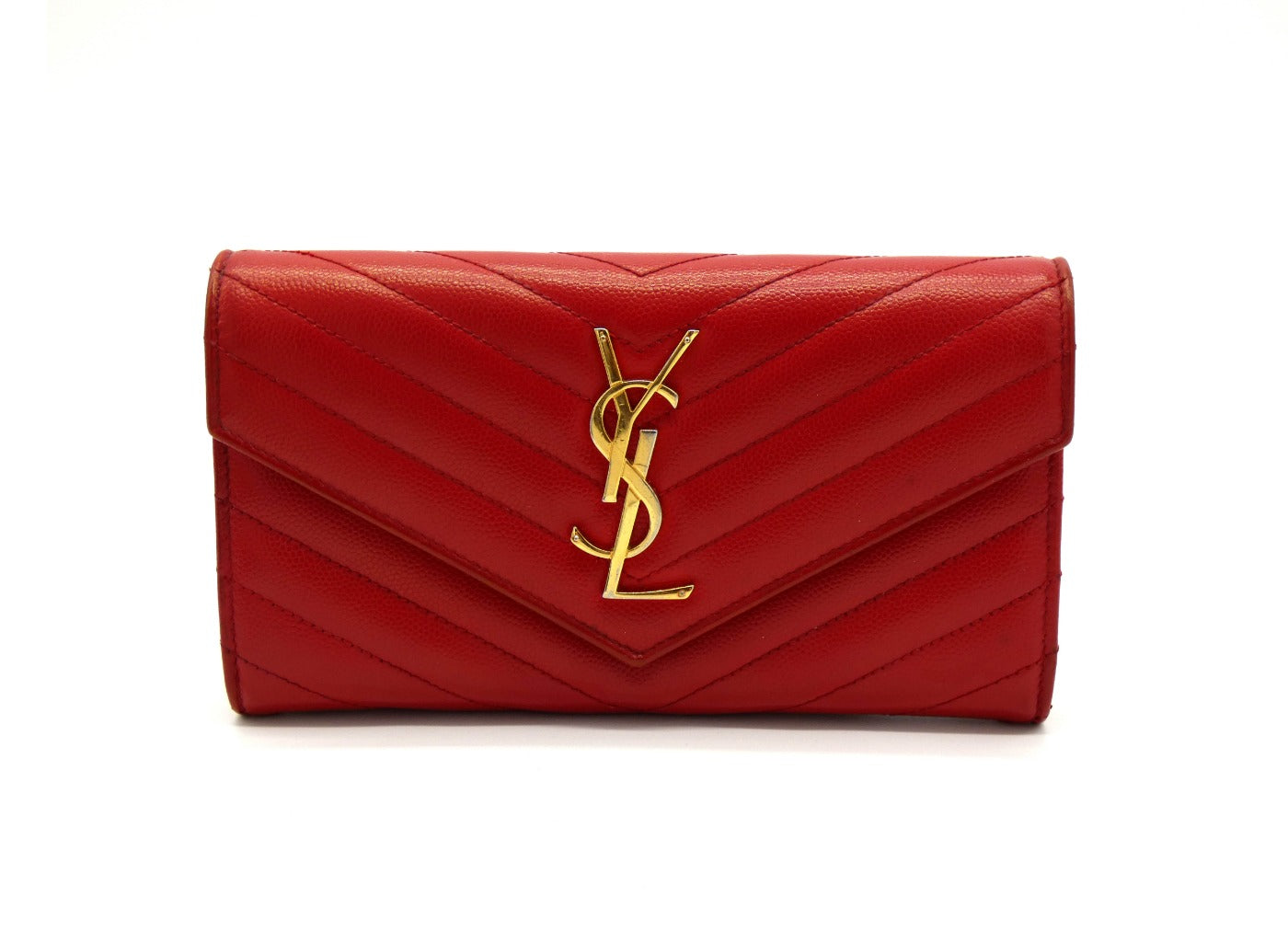 Saint Laurent Rouge Grain De Poudre Large Envelope Wallet