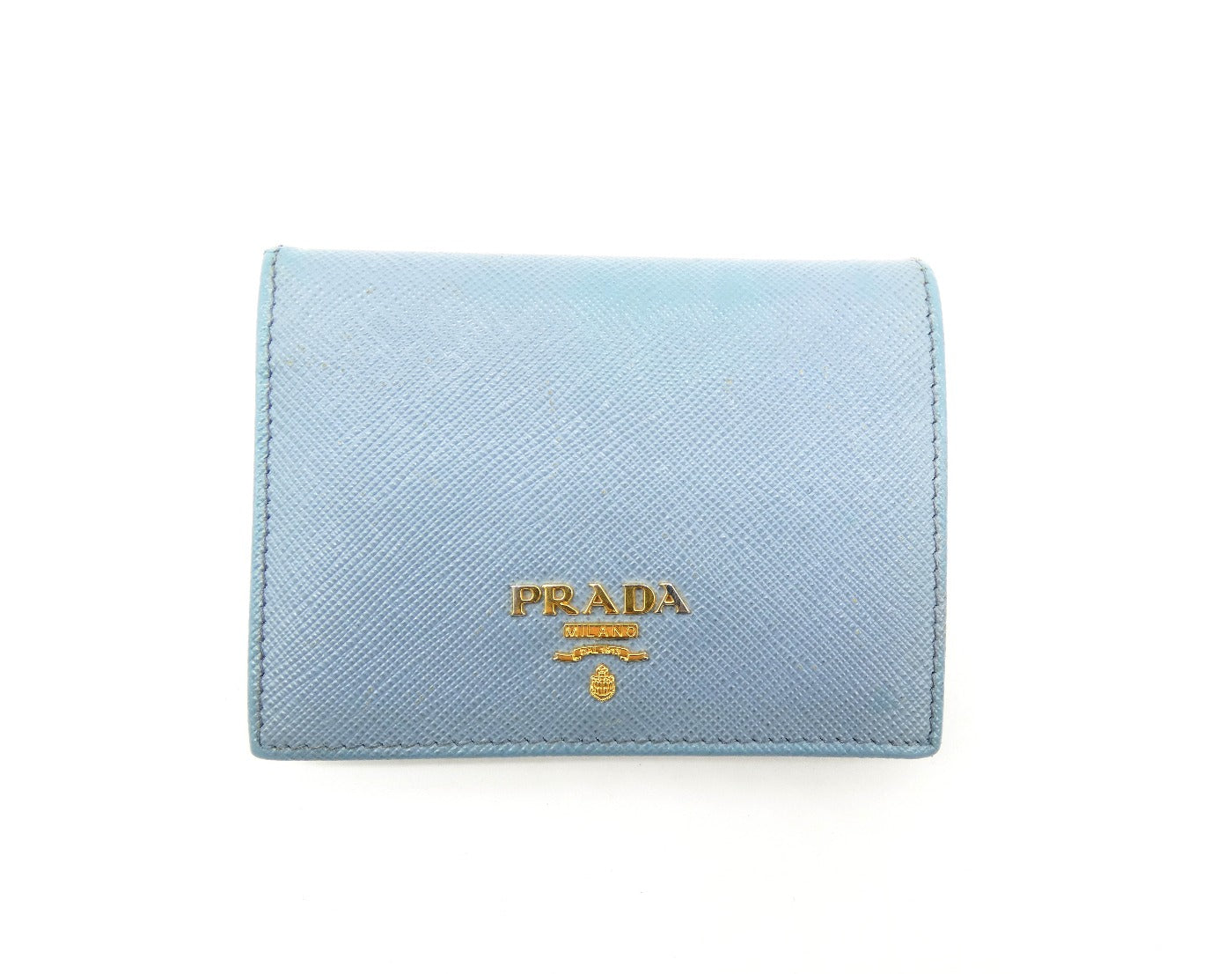 Prada Sky Blue Saffiano Snap Bi-Fold Wallet Wallet Prada