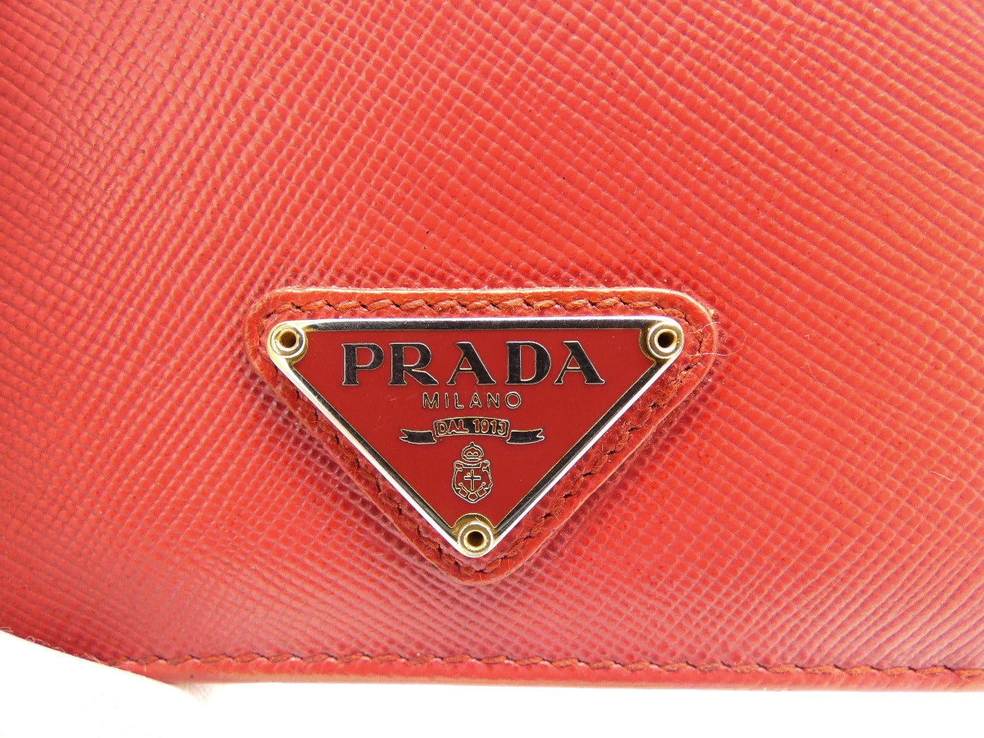 Prada Red Saffiano Flap Compact Wallet