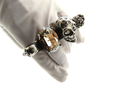 Alexander McQueen Skull Knuckle Ring in Silver and Crystal