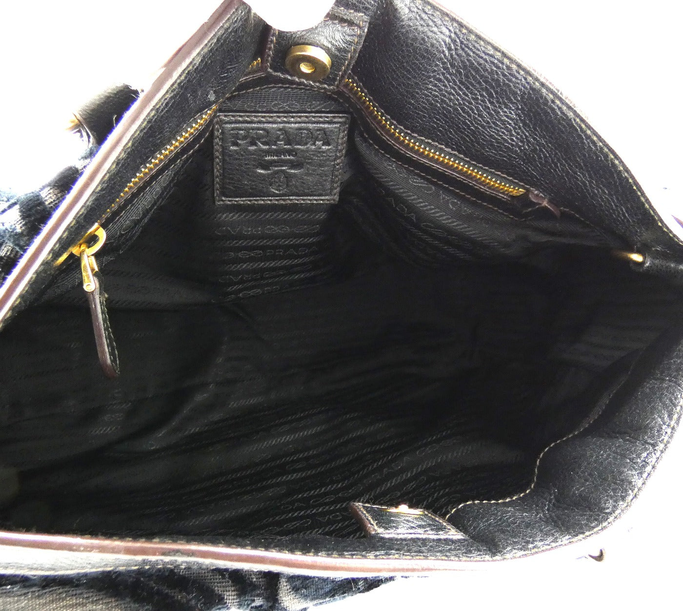 Prada Brown Velvet Logo Tote