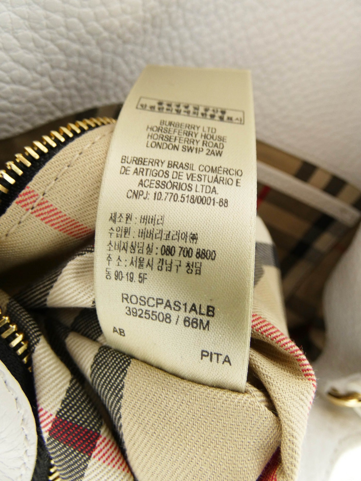 Burberry White Leather Leah Bag