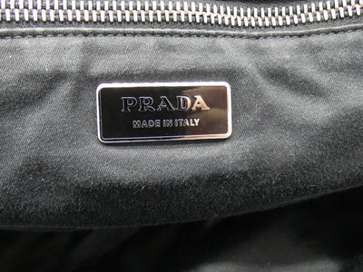 Prada Vintage Black Denim with White Leather Shoulder Bag