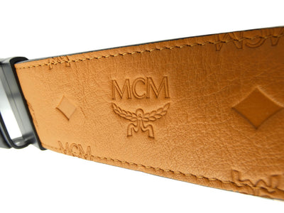 MCM Claus M Tan Leather Reversible Belt Black Buckle Belt MCM