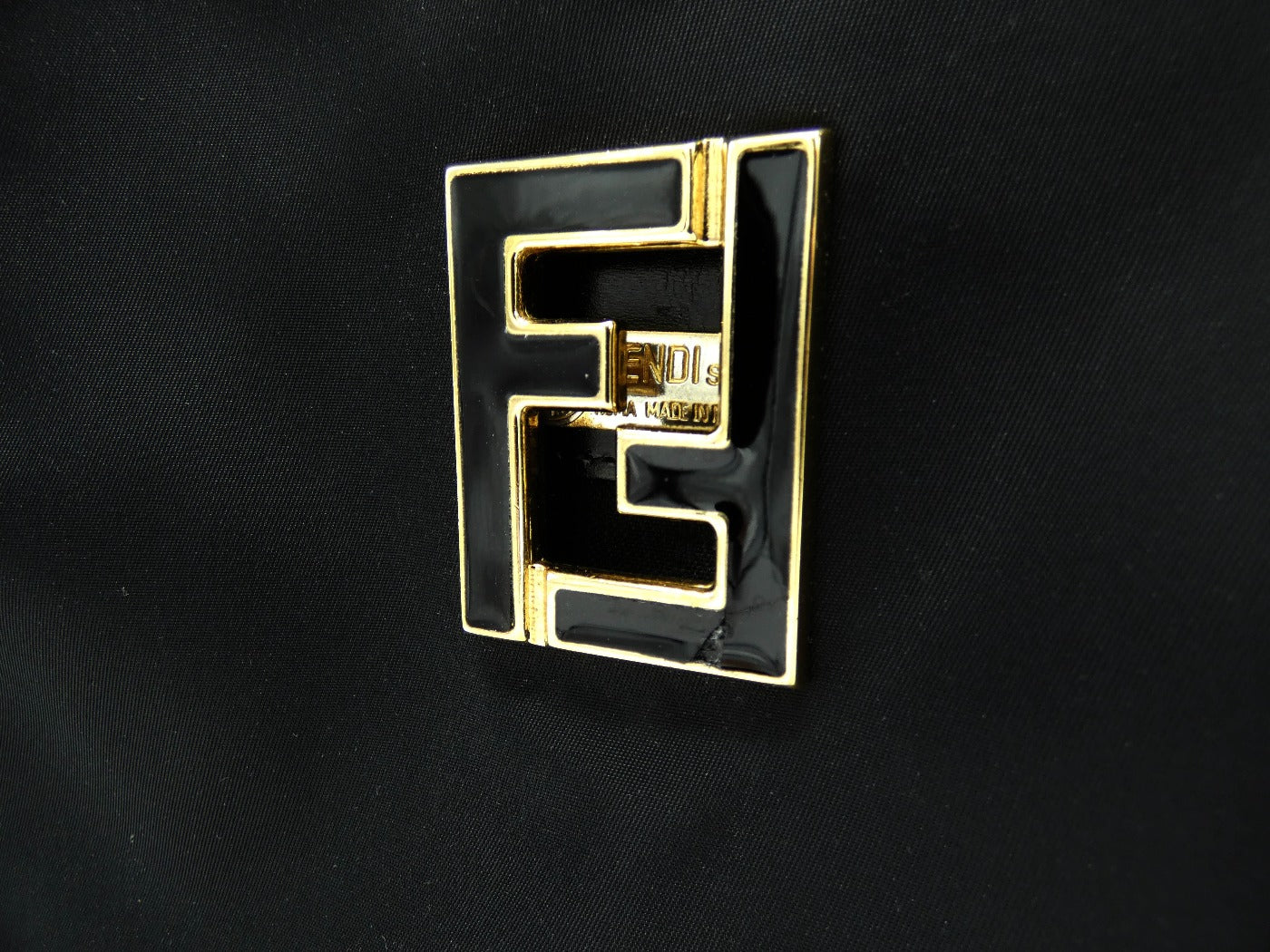 Fendi Vintage Black Nylon Logo Shoulder Bag