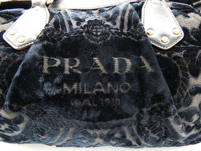 Prada Brown Velvet Logo Tote