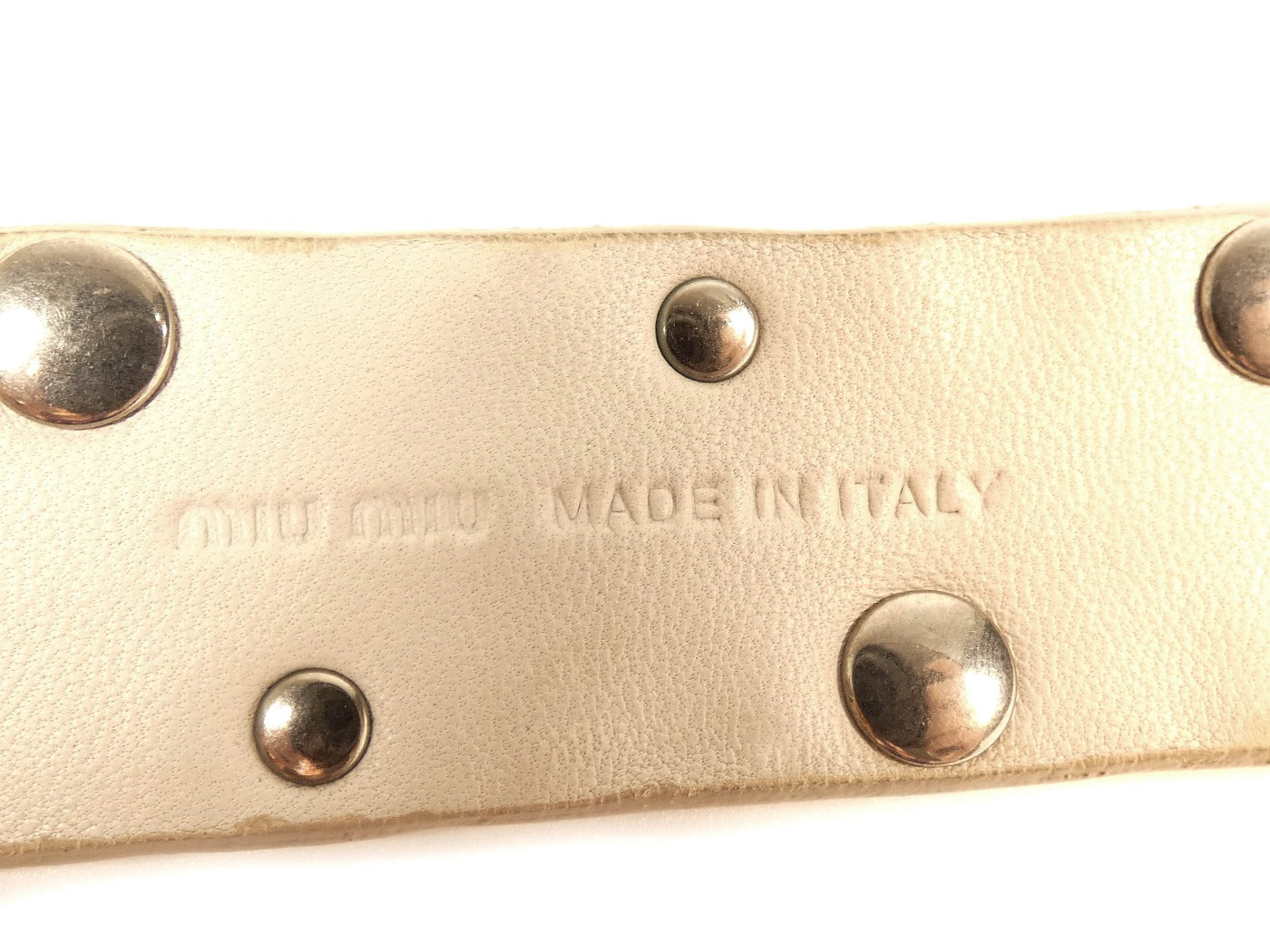 Miu Miu Taupe Leather Riveted Bracelet