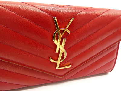 Saint Laurent Rouge Grain De Poudre Large Envelope Wallet