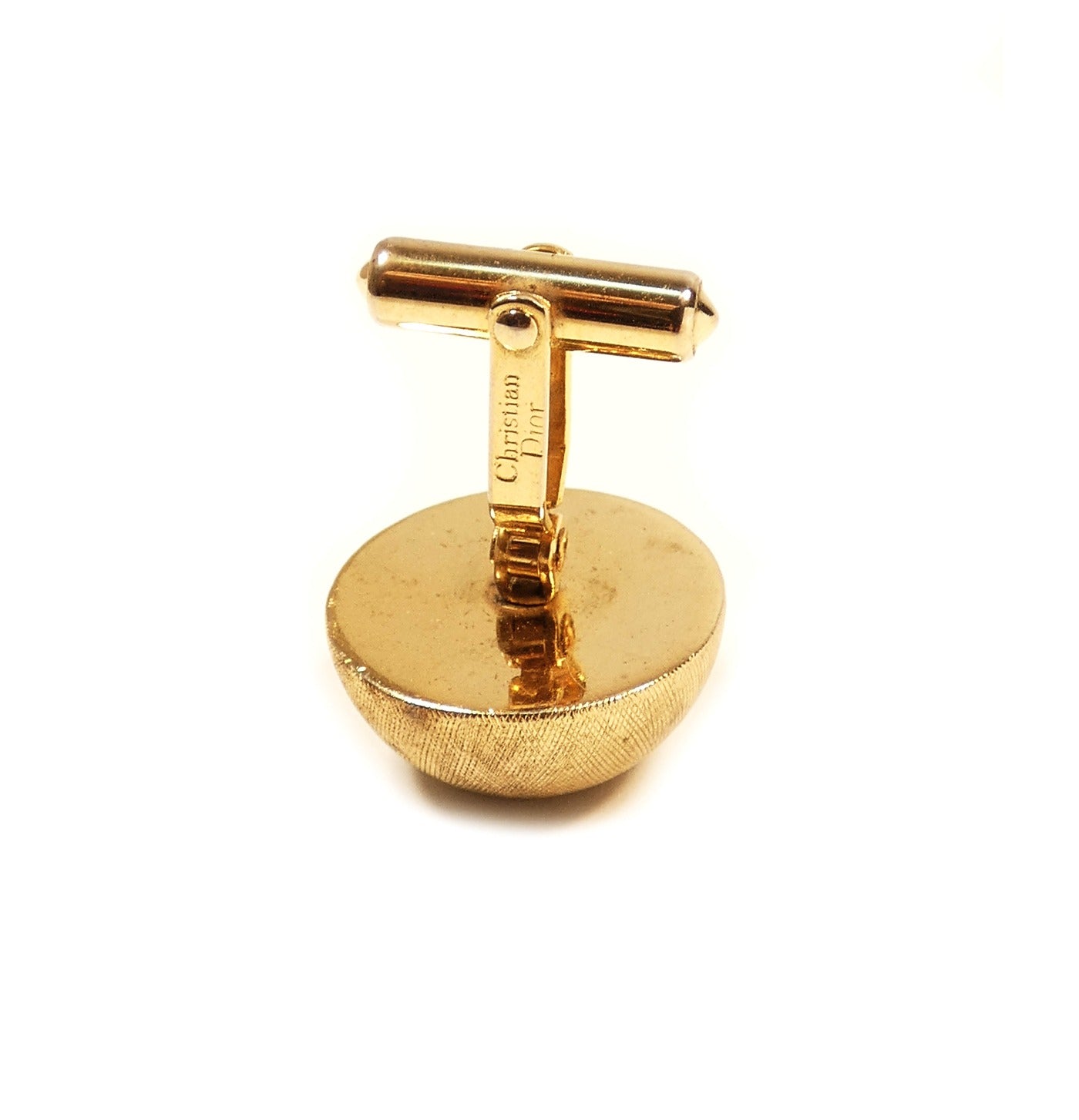 Christian Dior Vintage Gold Tone Round Cufflinks