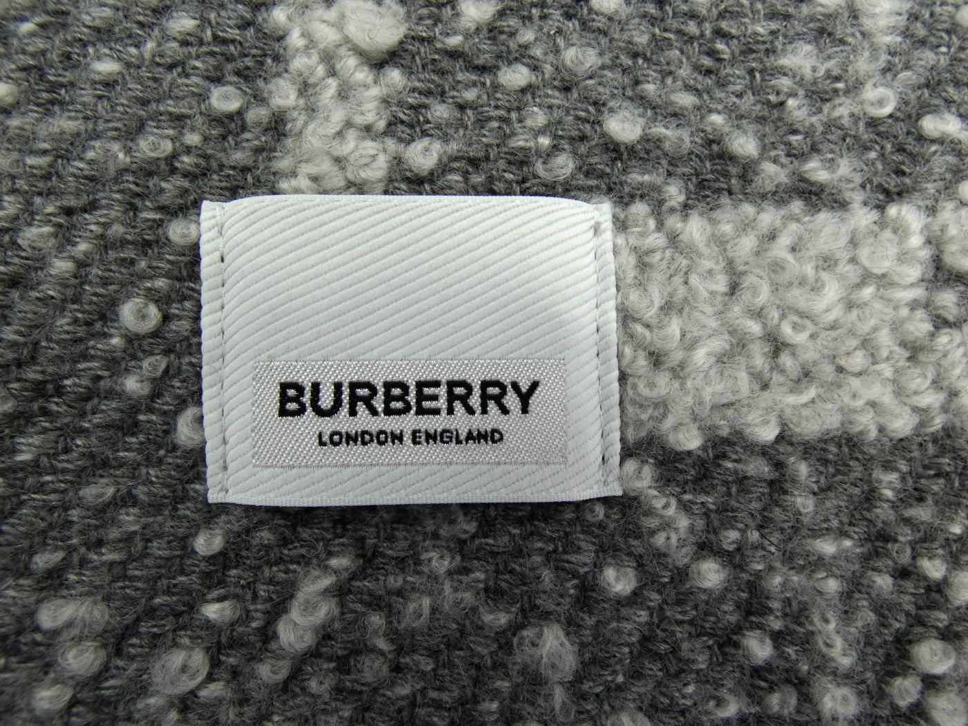 Burberry TB Monogram Cashmere and Silk Grey Large Scarf/Shawl - Large 20" x 85"