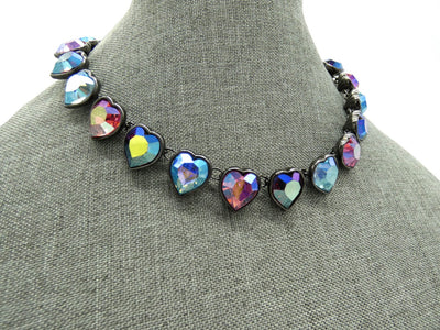 Yves Saint Laurent Gripoix Aurora Borealis Crystal Heart Necklace Necklace YSL
