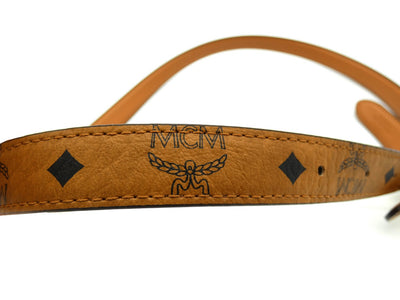 MCM Tan Leather Reversible Mode Travia Woman's Belt Gold Buckle Belt MCM