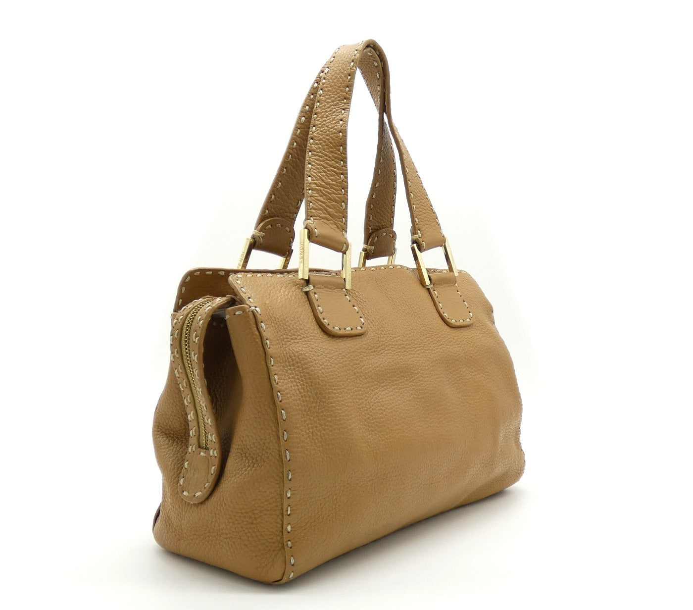 Fendi Vintage Tan Leather Boston Bag Bag Fendi